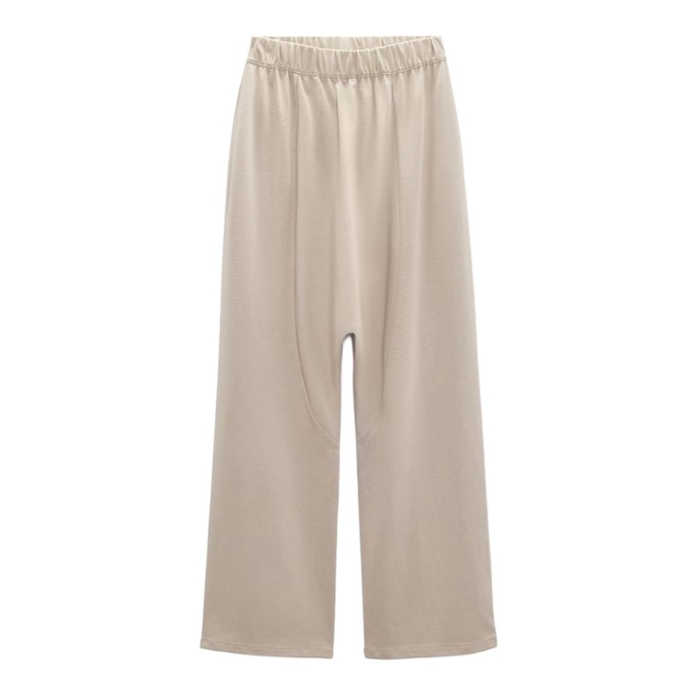 ZARA Taupe Brown High-Rise Slouchy Pants | Relaxed Baggy Pull-On | Small